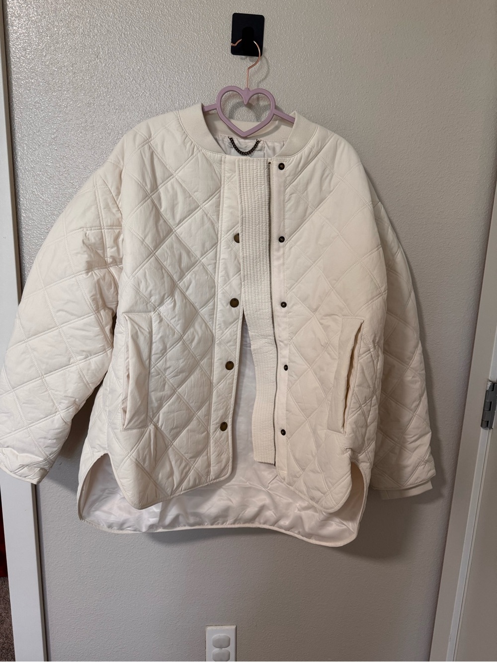 Banana Republic Quilted Cream Puffer Jacket